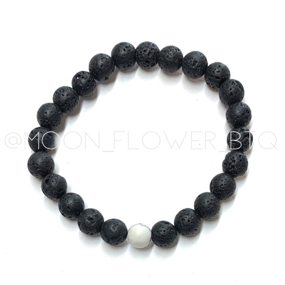 Lava Stone White Howlite Bracelet - Picture 6 of 7